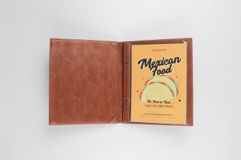 MENU COVER LEATHER INSERT PLASTIC 21 X 30CM - BROWN