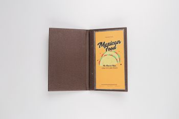 MENU COVER LEATHER INSERT PLASTIC 15 X 30CM - DARK BROWN
