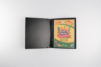 MENU COVER LEATHER INSERT PLASTIC 21 X 30CM - BLACK